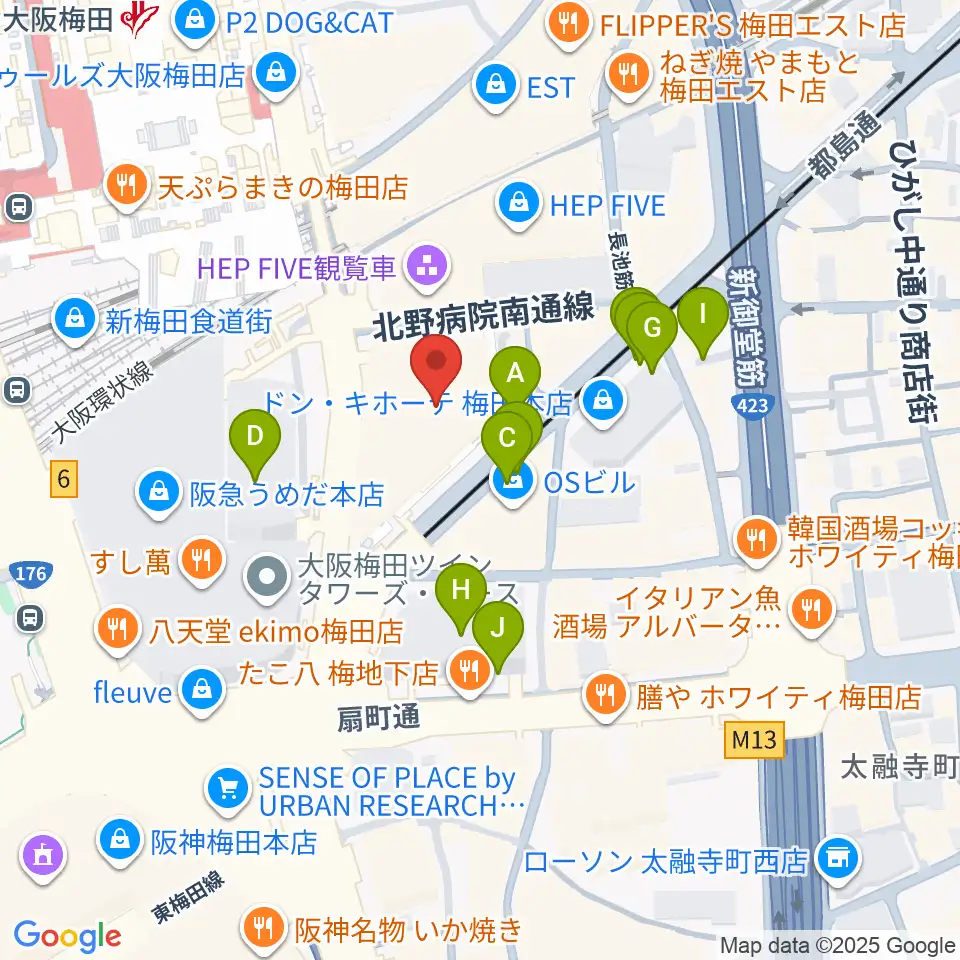 TOHOシネマズ梅田周辺の駐車場・コインパーキング一覧地図