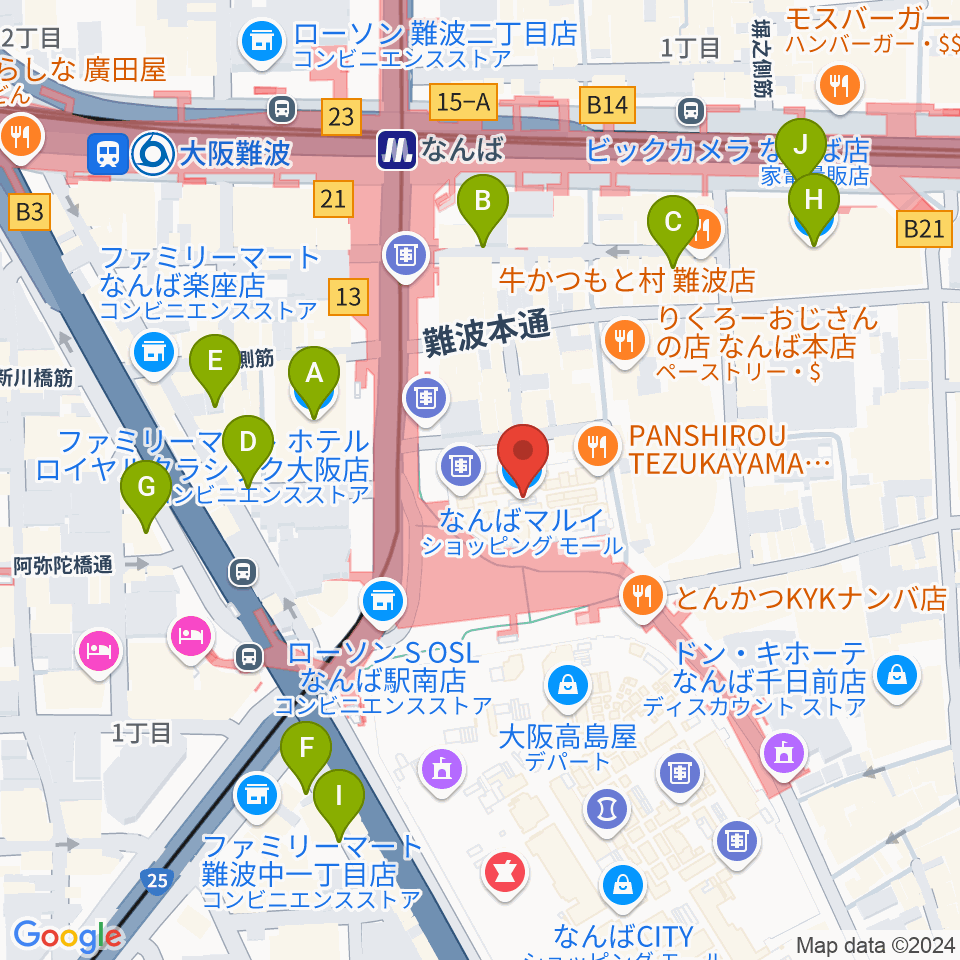 TOHOシネマズなんば本館周辺の駐車場・コインパーキング一覧地図