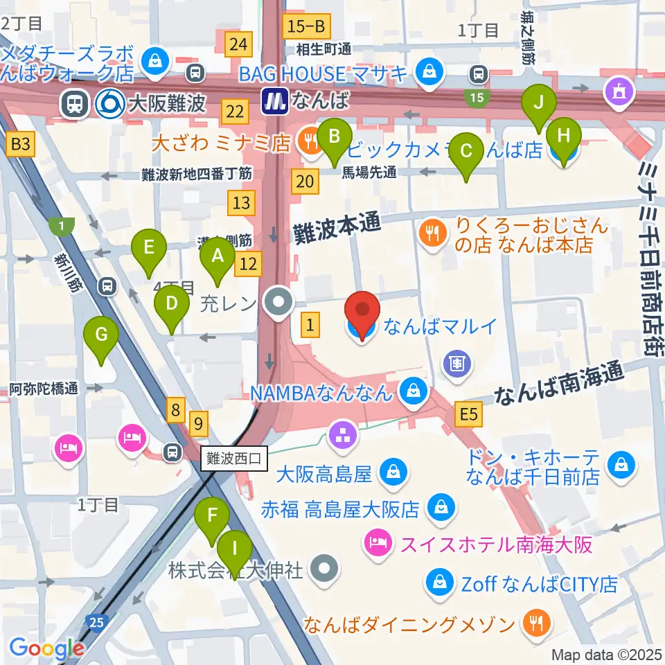 TOHOシネマズなんば本館周辺の駐車場・コインパーキング一覧地図