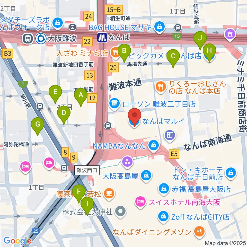 TOHOシネマズなんば本館周辺の駐車場・コインパーキング一覧地図