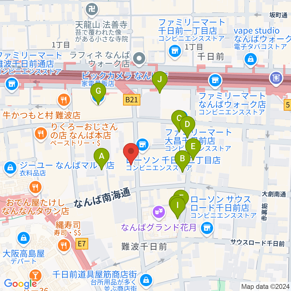 TOHOシネマズなんば別館周辺の駐車場・コインパーキング一覧地図