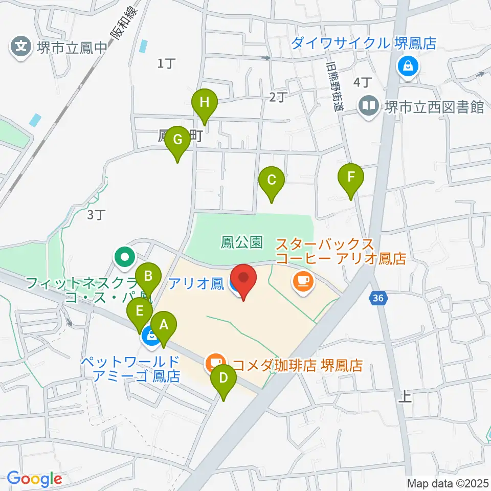 TOHOシネマズ鳳周辺の駐車場・コインパーキング一覧地図