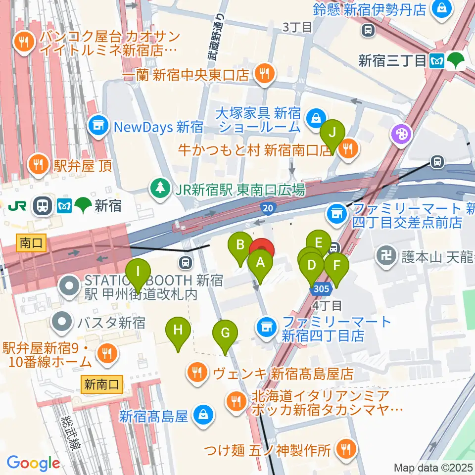 スタジオペンタ新宿店周辺の駐車場・コインパーキング一覧地図