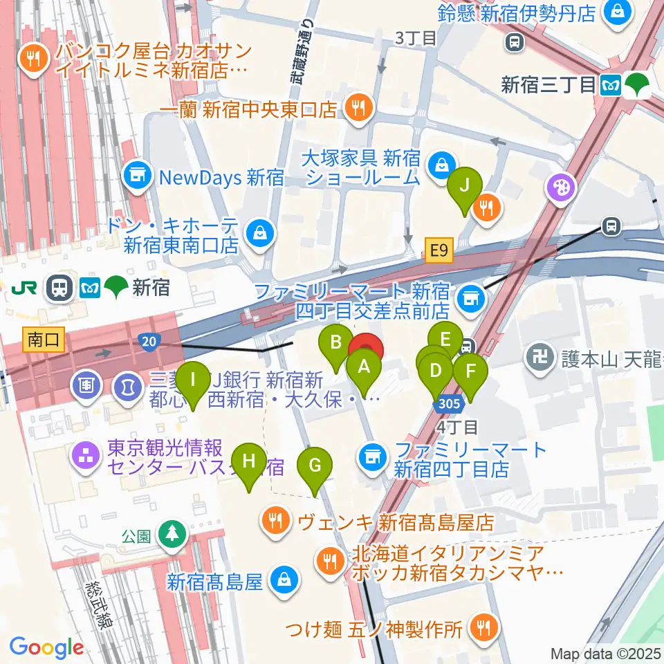 スタジオペンタ新宿店周辺の駐車場・コインパーキング一覧地図