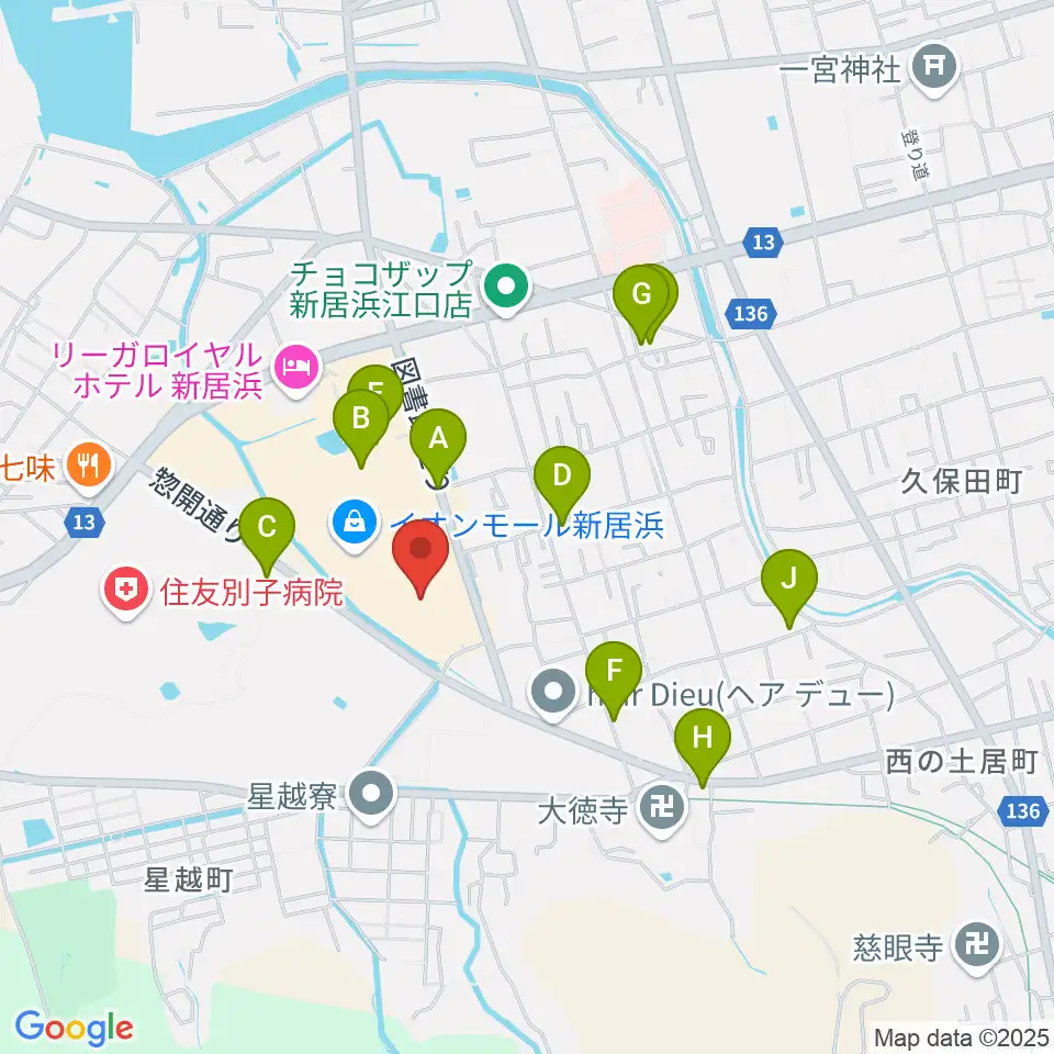 TOHOシネマズ新居浜周辺の駐車場・コインパーキング一覧地図