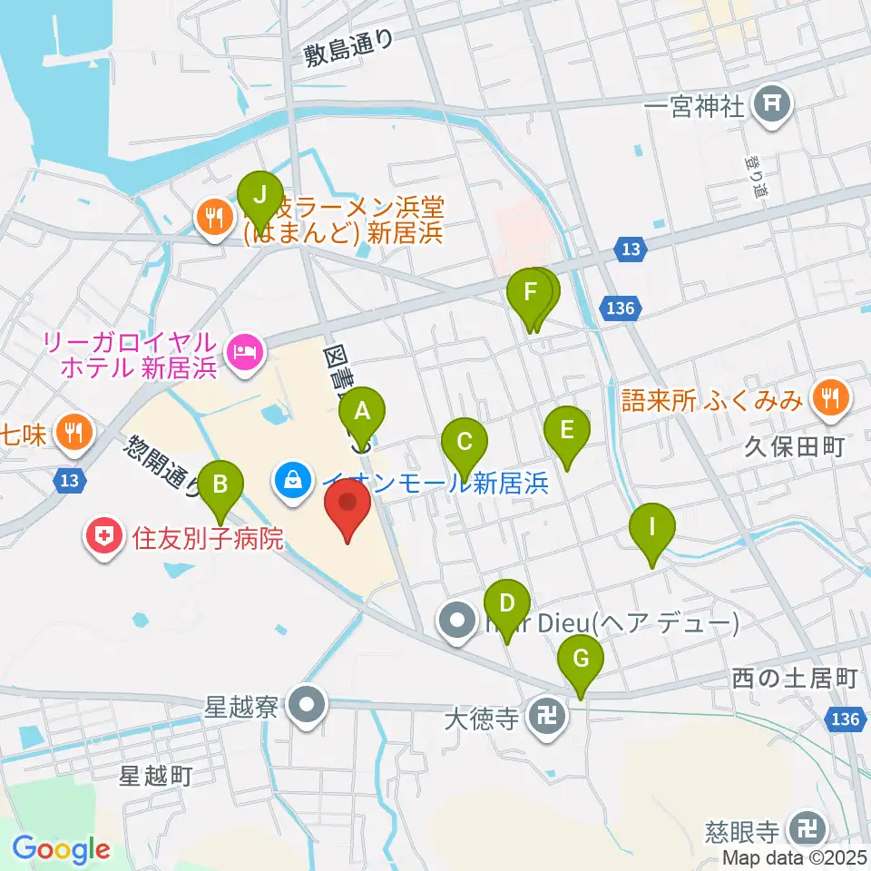 TOHOシネマズ新居浜周辺の駐車場・コインパーキング一覧地図