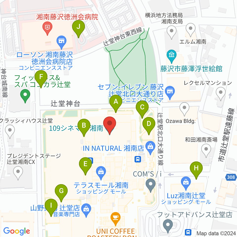 109シネマズ湘南周辺の駐車場・コインパーキング一覧地図