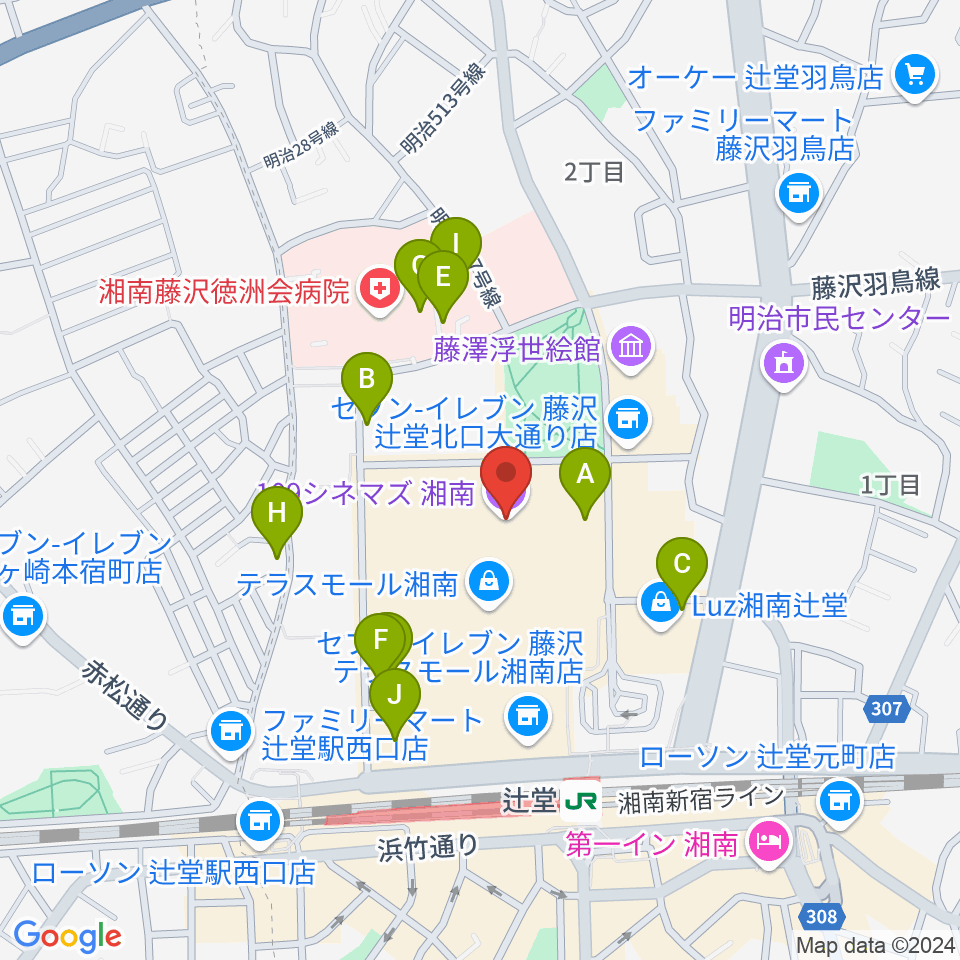 109シネマズ湘南周辺の駐車場・コインパーキング一覧地図