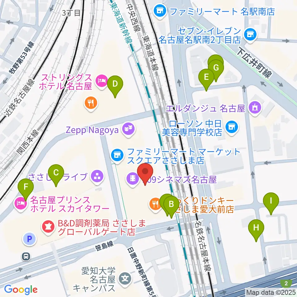 109シネマズ名古屋周辺の駐車場・コインパーキング一覧地図