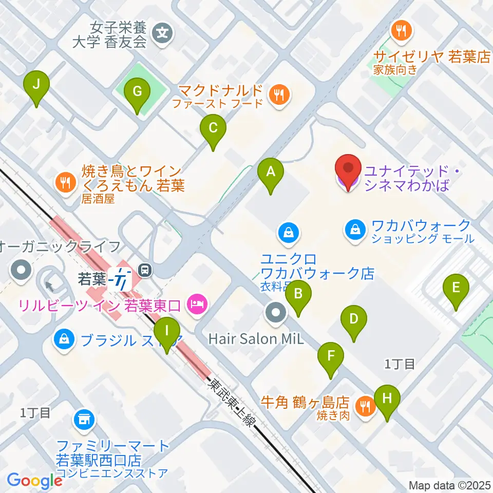 ユナイテッド・シネマわかば周辺の駐車場・コインパーキング一覧地図