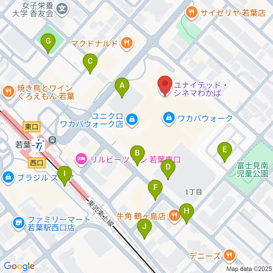 ユナイテッド・シネマわかば周辺の駐車場・コインパーキング一覧地図