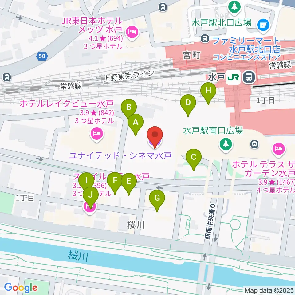 ユナイテッド・シネマ水戸周辺の駐車場・コインパーキング一覧地図