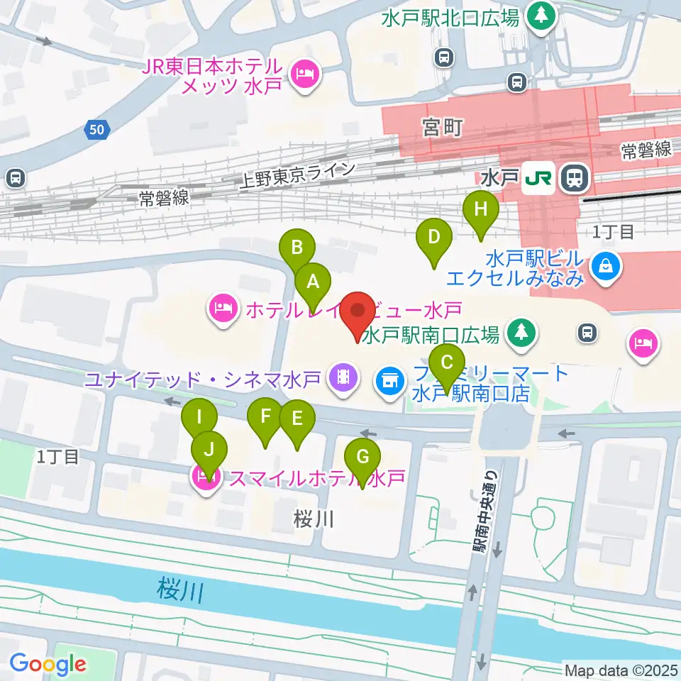 ユナイテッド・シネマ水戸周辺の駐車場・コインパーキング一覧地図