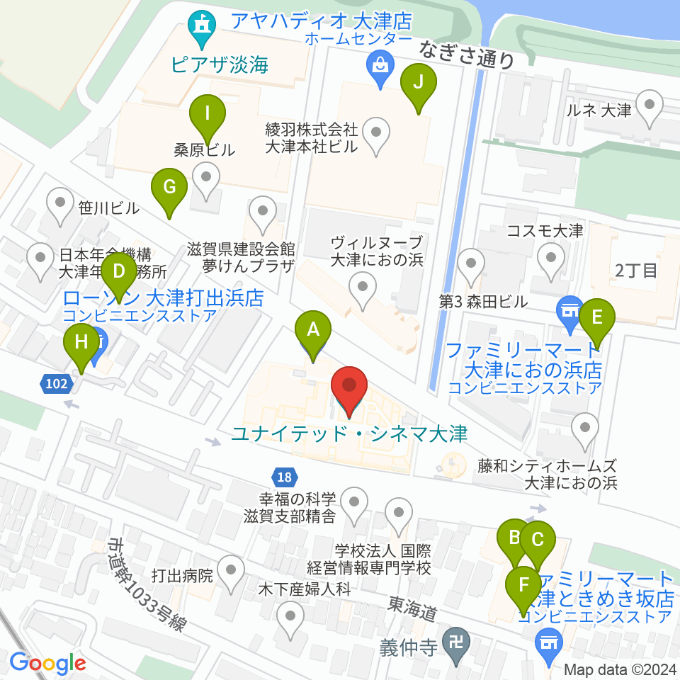 ユナイテッド・シネマ大津周辺の駐車場・コインパーキング一覧地図