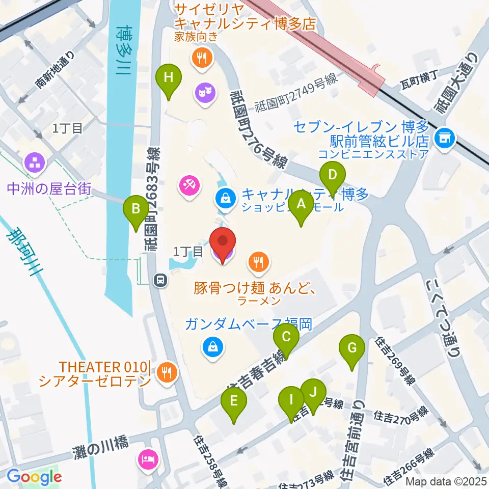 ユナイテッド・シネマ キャナルシティ13周辺の駐車場・コインパーキング一覧地図
