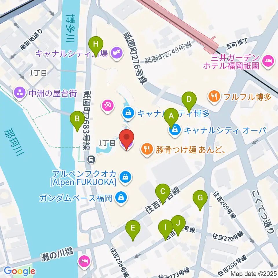 ユナイテッド・シネマ キャナルシティ13周辺の駐車場・コインパーキング一覧地図