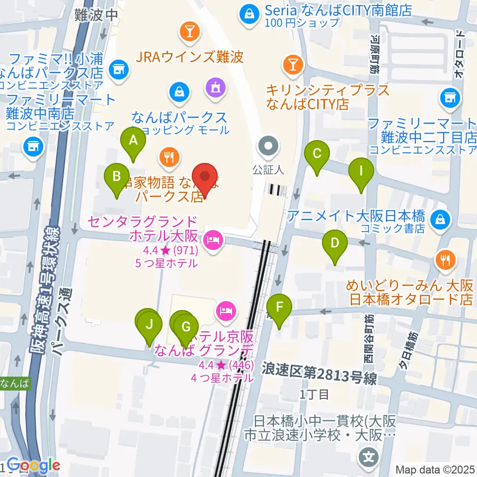 なんばパークスシネマ周辺の駐車場・コインパーキング一覧地図