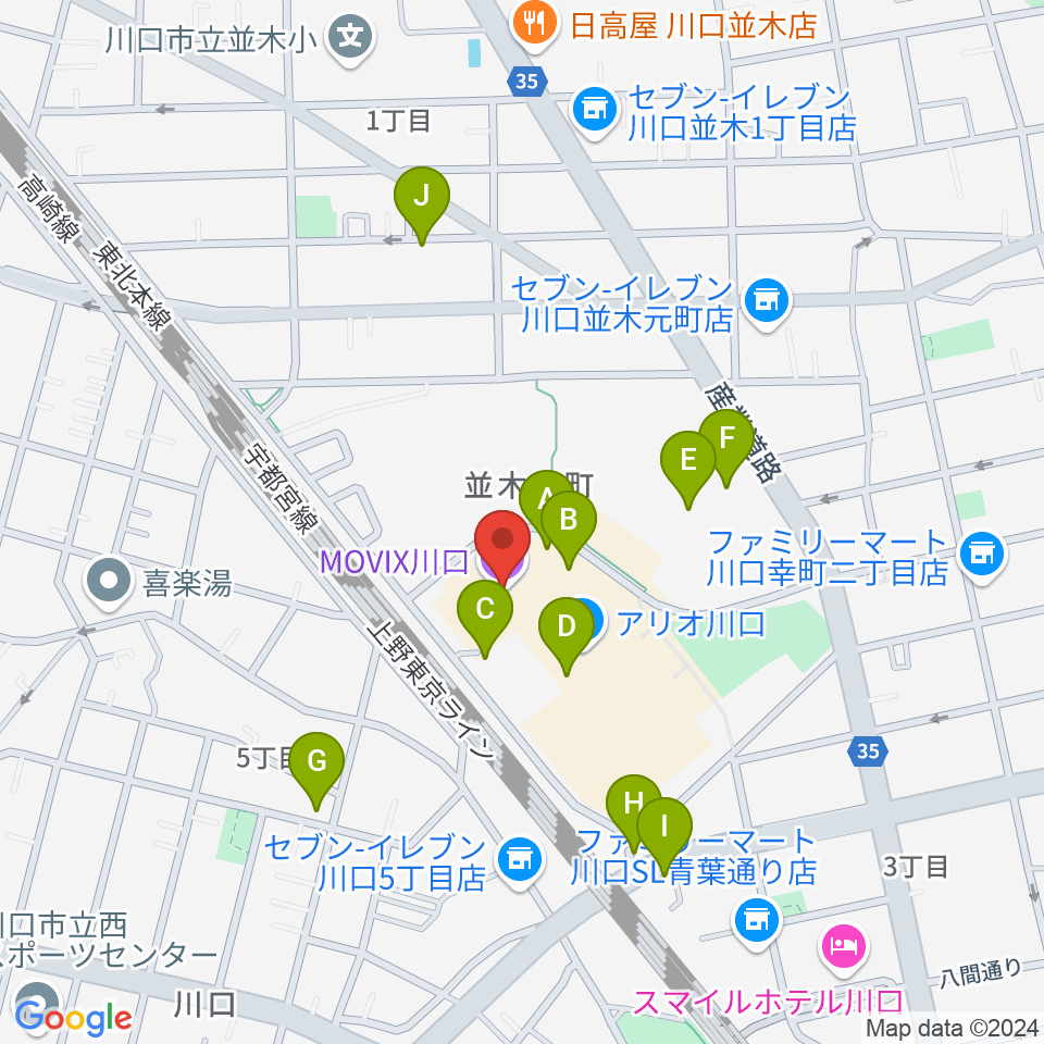 MOVIX川口周辺の駐車場・コインパーキング一覧地図