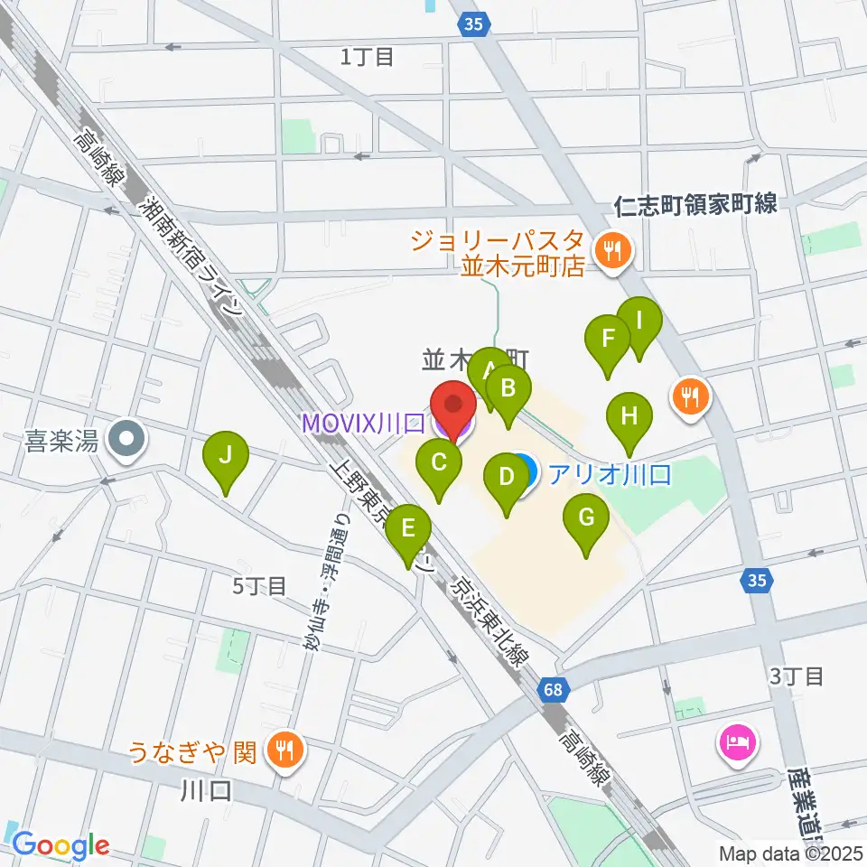 MOVIX川口周辺の駐車場・コインパーキング一覧地図