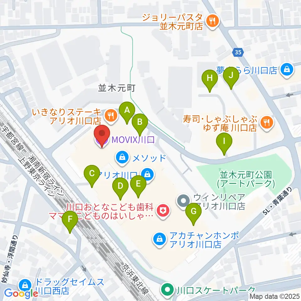MOVIX川口周辺の駐車場・コインパーキング一覧地図
