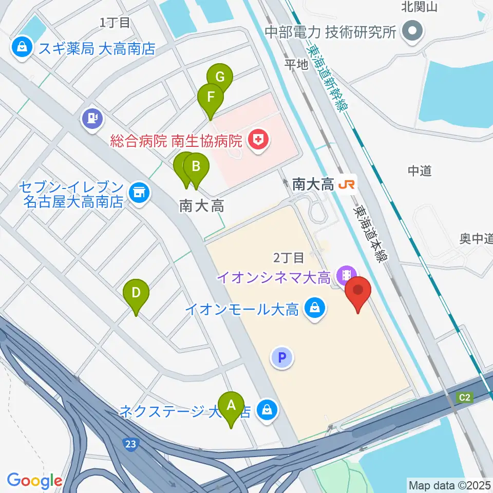イオンシネマ大高周辺の駐車場・コインパーキング一覧地図