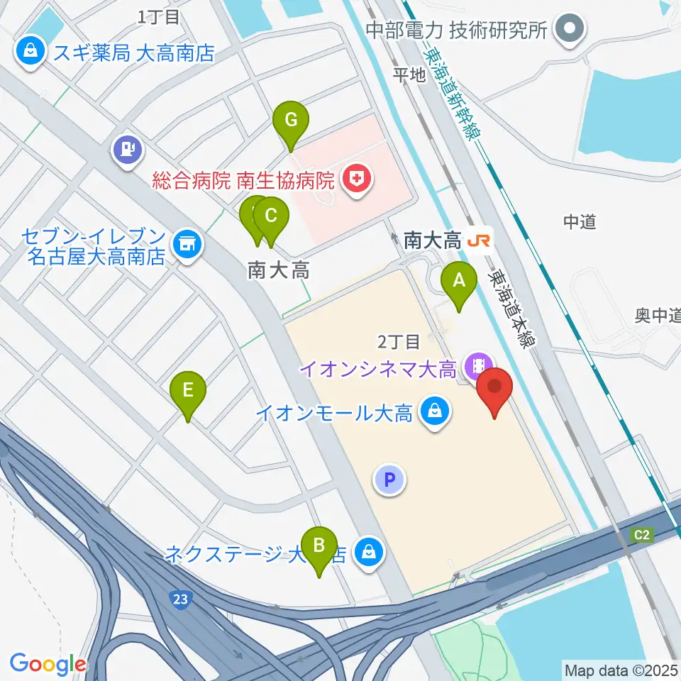 イオンシネマ大高周辺の駐車場・コインパーキング一覧地図