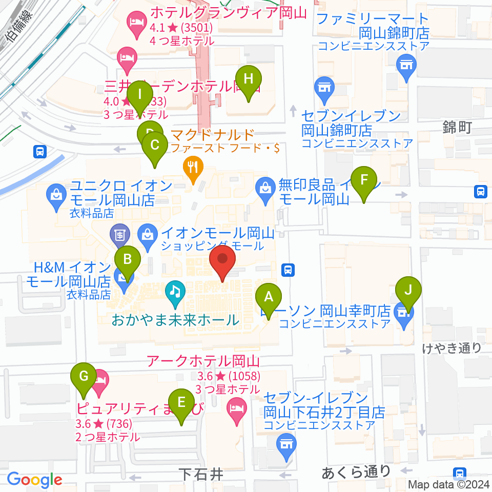 イオンシネマ岡山周辺の駐車場・コインパーキング一覧地図