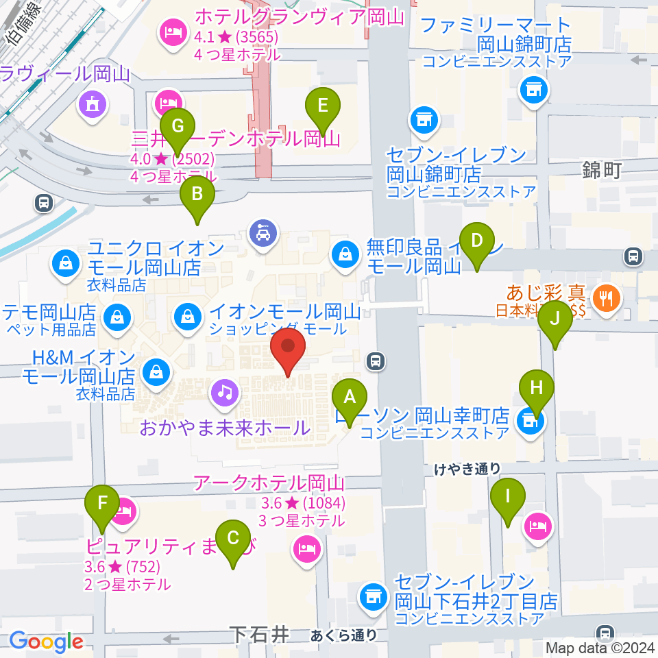 イオンシネマ岡山周辺の駐車場・コインパーキング一覧地図