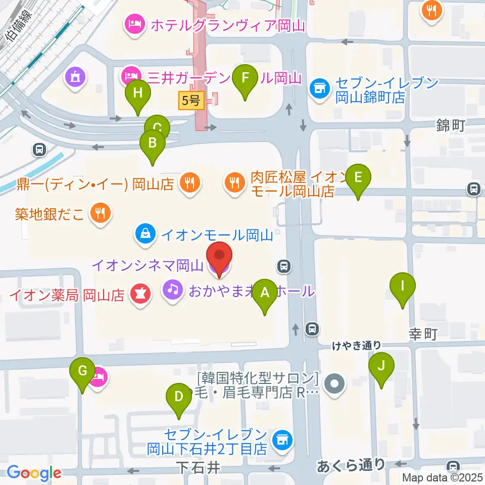 イオンシネマ岡山周辺の駐車場・コインパーキング一覧地図
