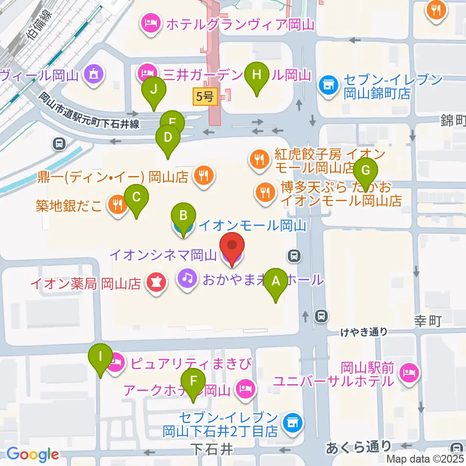 イオンシネマ岡山周辺の駐車場・コインパーキング一覧地図