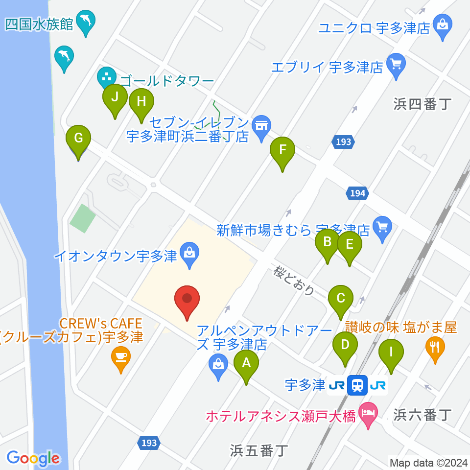 イオンシネマ宇多津周辺の駐車場・コインパーキング一覧地図