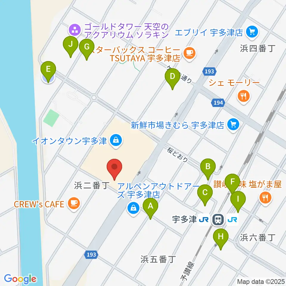 イオンシネマ宇多津周辺の駐車場・コインパーキング一覧地図