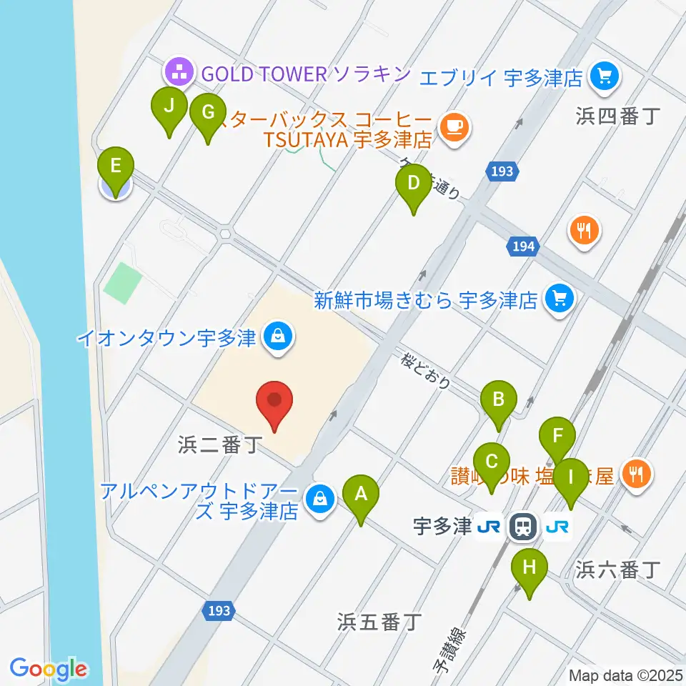 イオンシネマ宇多津周辺の駐車場・コインパーキング一覧地図