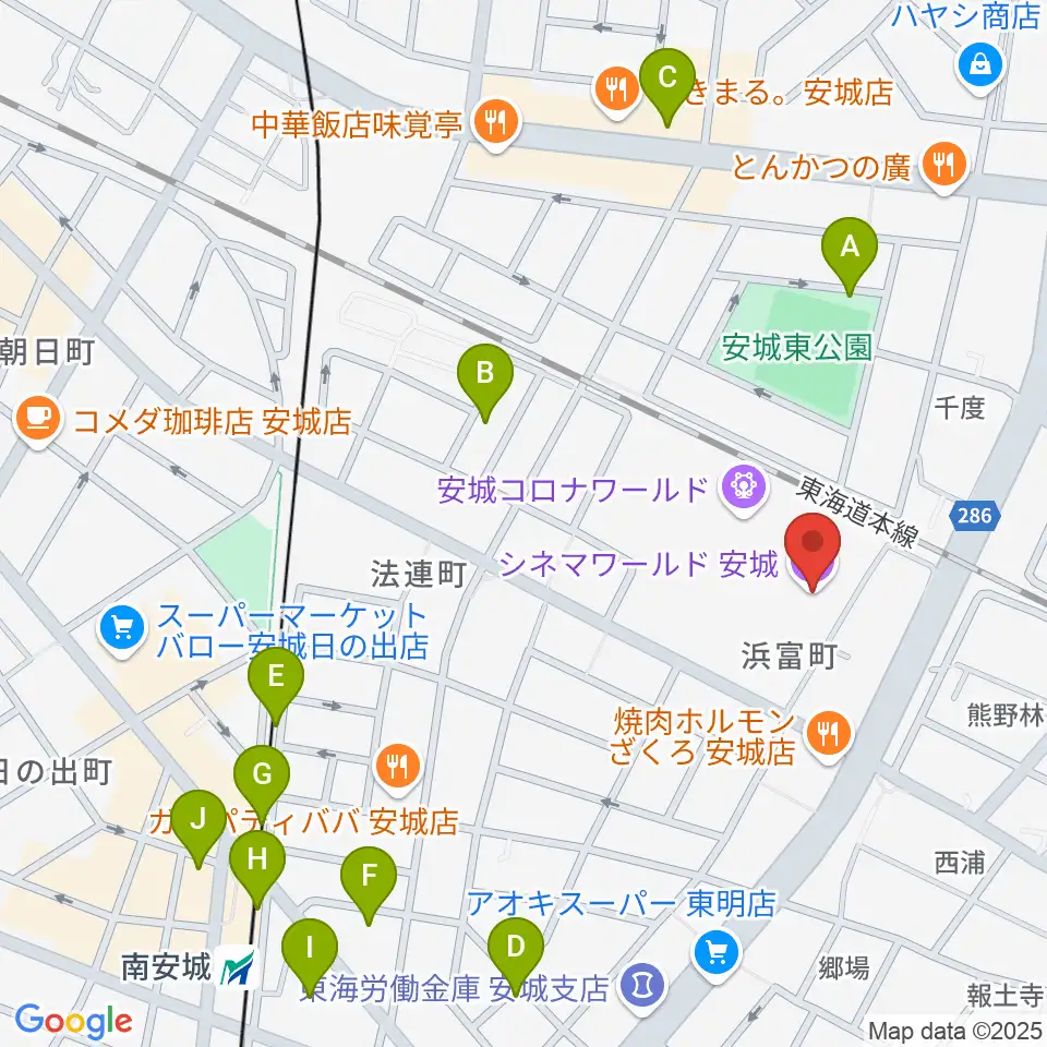 シネマワールド安城周辺の駐車場・コインパーキング一覧地図