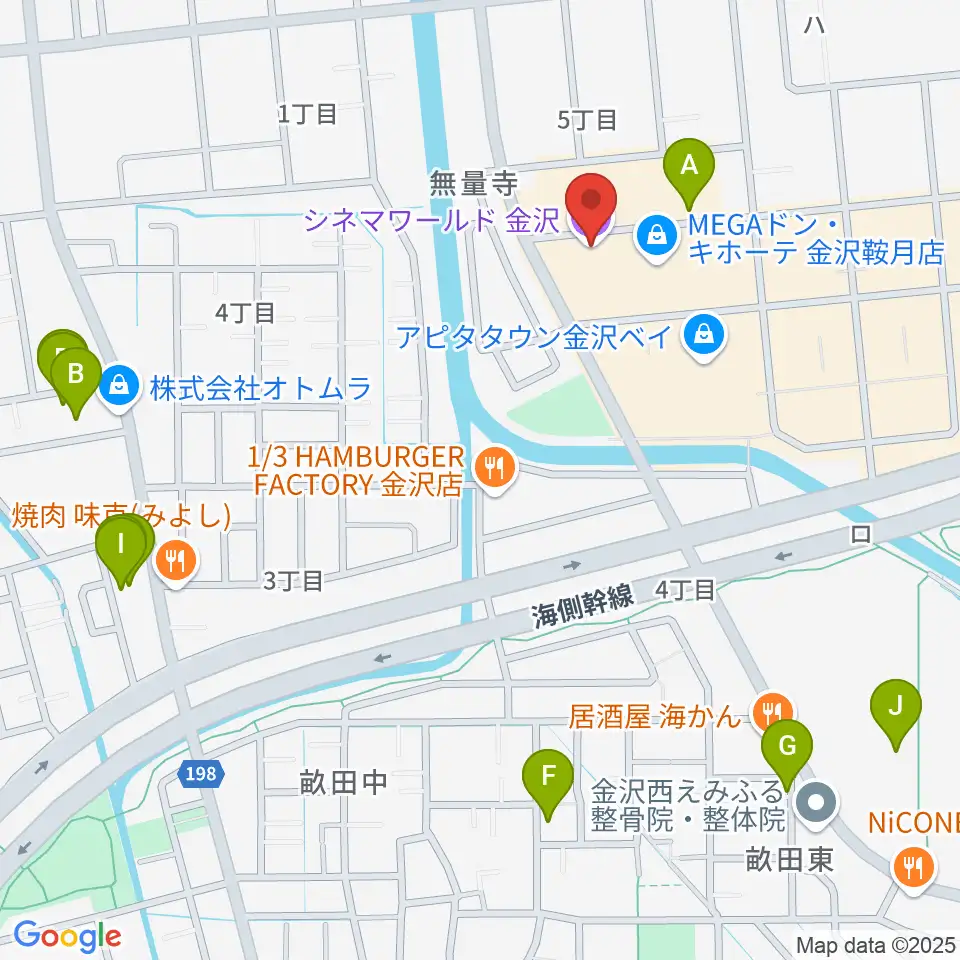 シネマワールド金沢周辺の駐車場・コインパーキング一覧地図