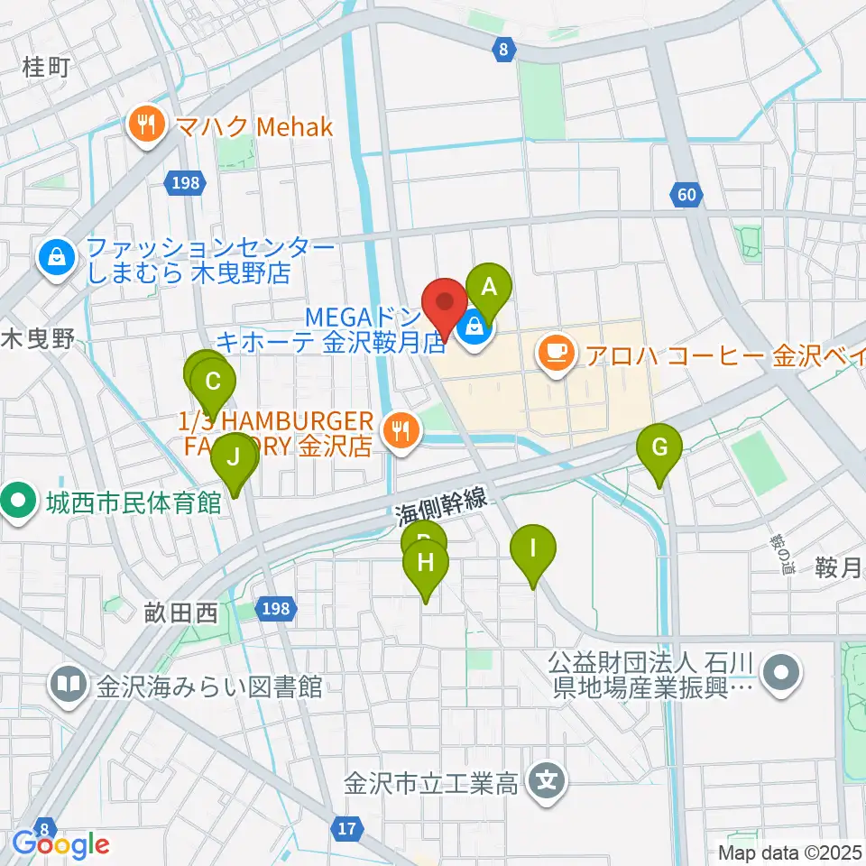 シネマワールド金沢周辺の駐車場・コインパーキング一覧地図