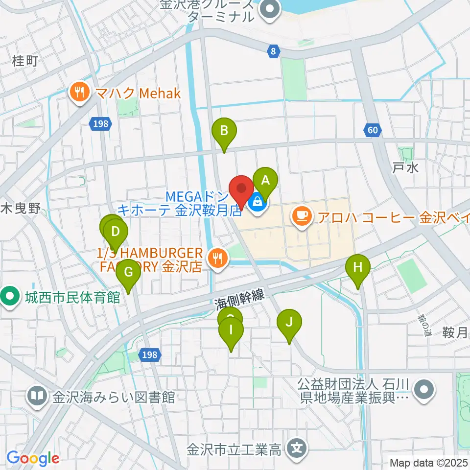 シネマワールド金沢周辺の駐車場・コインパーキング一覧地図