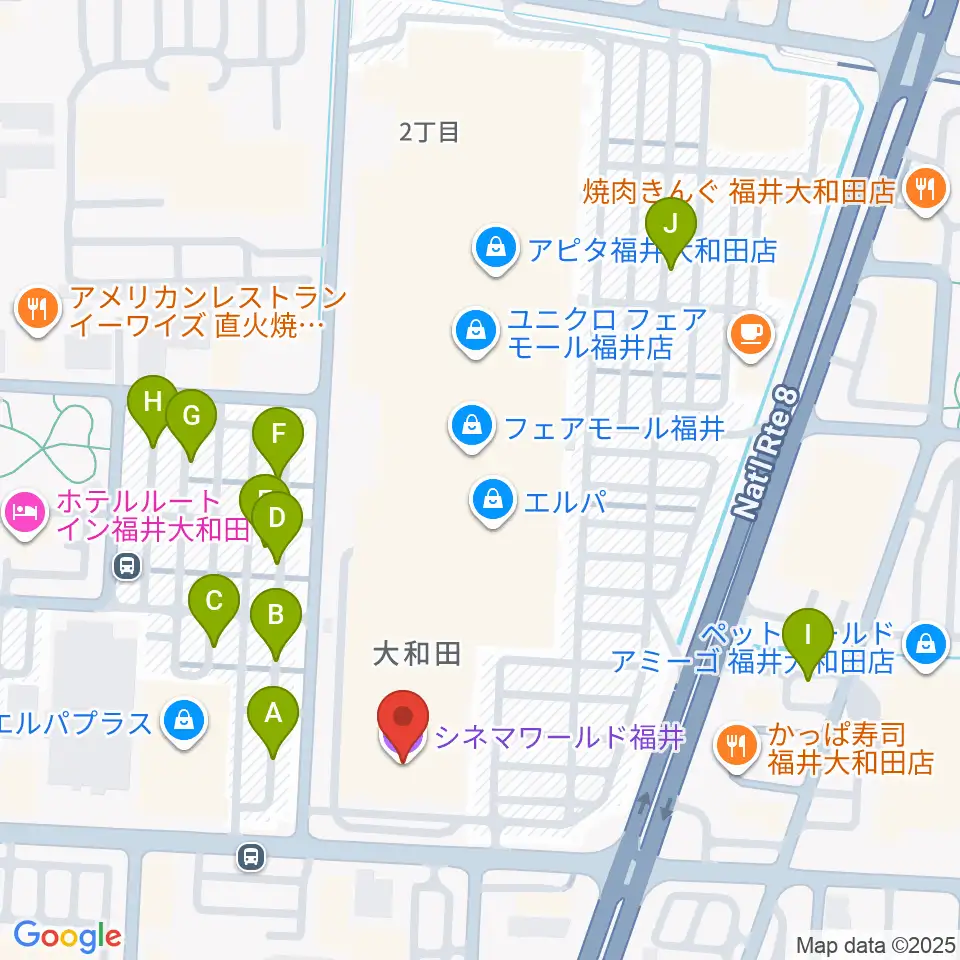 シネマワールド福井周辺の駐車場・コインパーキング一覧地図