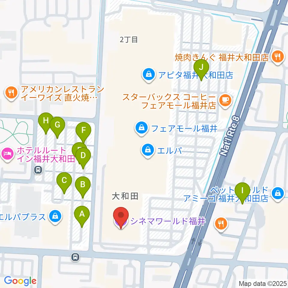 シネマワールド福井周辺の駐車場・コインパーキング一覧地図