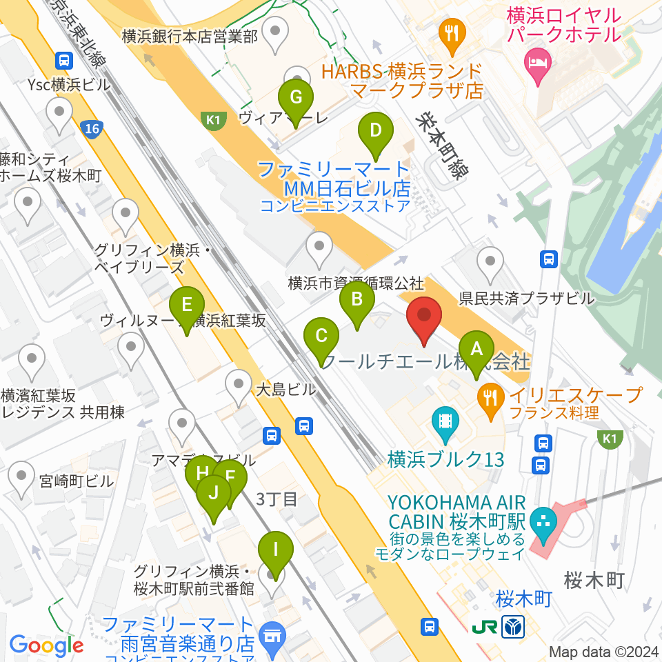 横浜ブルク13周辺の駐車場・コインパーキング一覧地図