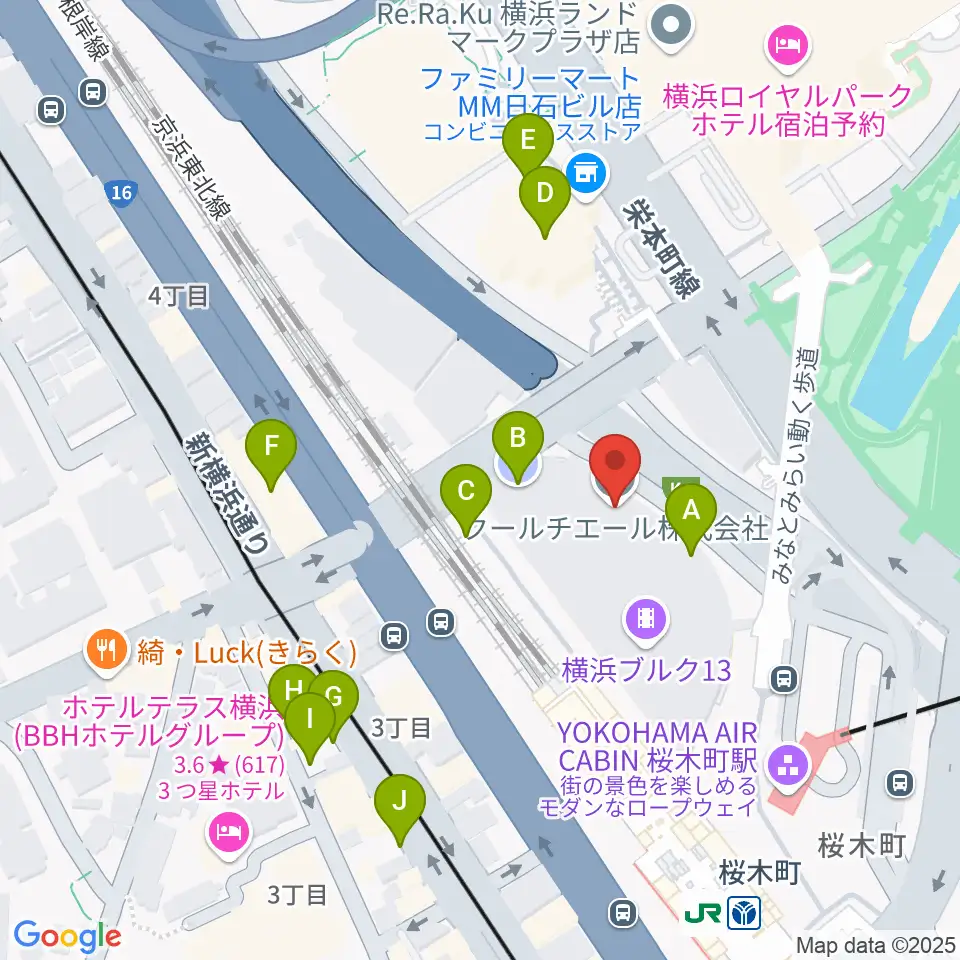 横浜ブルク13周辺の駐車場・コインパーキング一覧地図