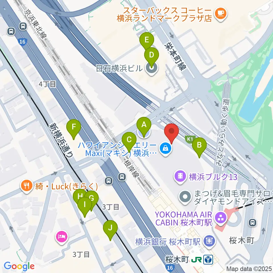 横浜ブルク13周辺の駐車場・コインパーキング一覧地図