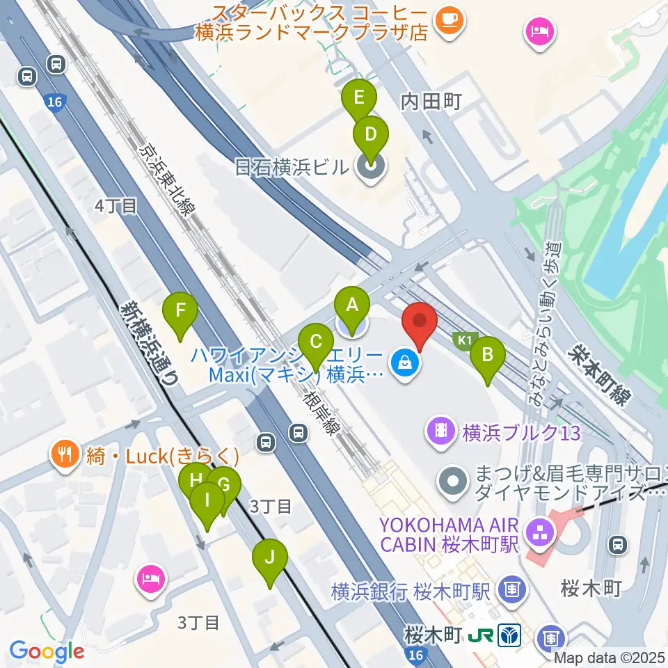 横浜ブルク13周辺の駐車場・コインパーキング一覧地図