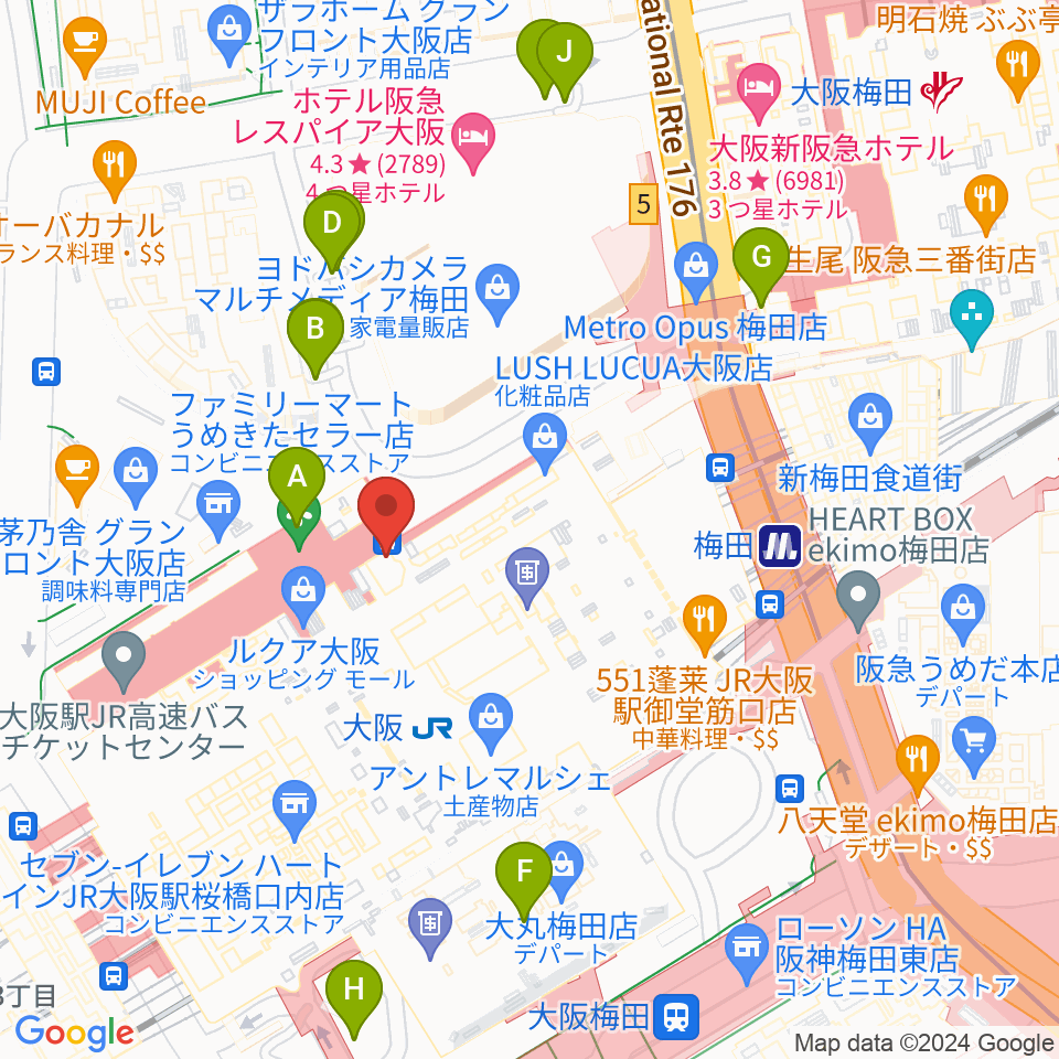 大阪ステーションシティシネマ周辺の駐車場・コインパーキング一覧地図
