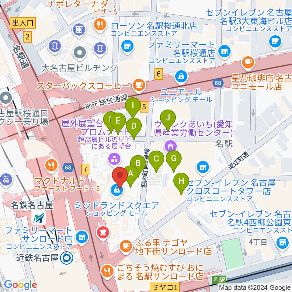 ミッドランドスクエアシネマ周辺の駐車場・コインパーキング一覧地図