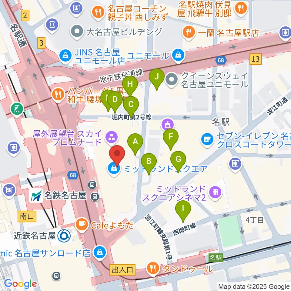 ミッドランドスクエアシネマ周辺の駐車場・コインパーキング一覧地図