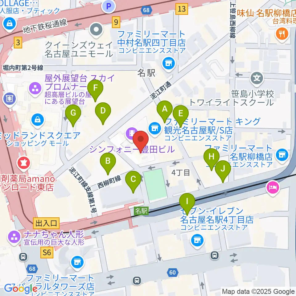 ミッドランドスクエアシネマ2周辺の駐車場・コインパーキング一覧地図