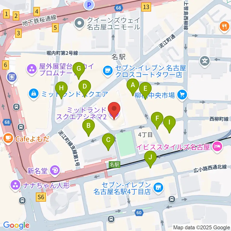 ミッドランドスクエアシネマ2周辺の駐車場・コインパーキング一覧地図