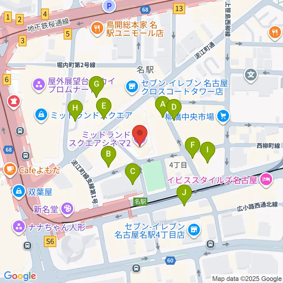 ミッドランドスクエア・シネマ2周辺の駐車場・コインパーキング一覧地図