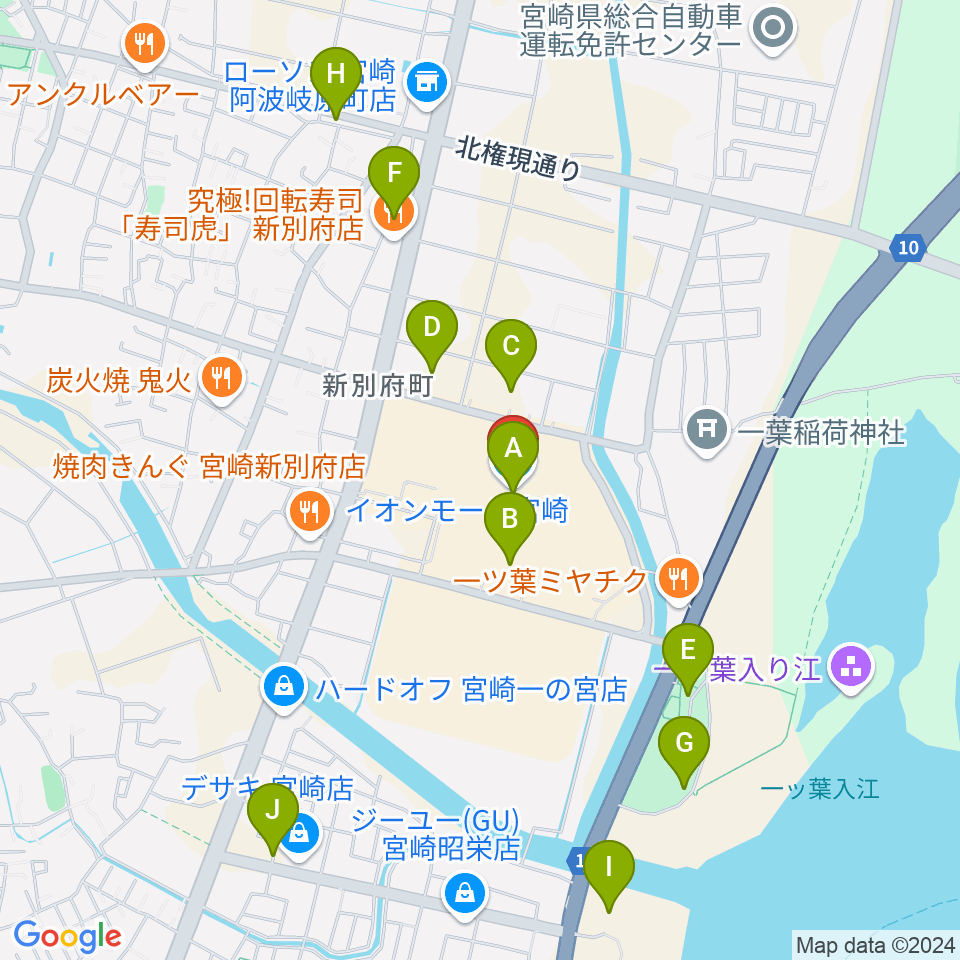 セントラルシネマ宮崎周辺の駐車場・コインパーキング一覧地図